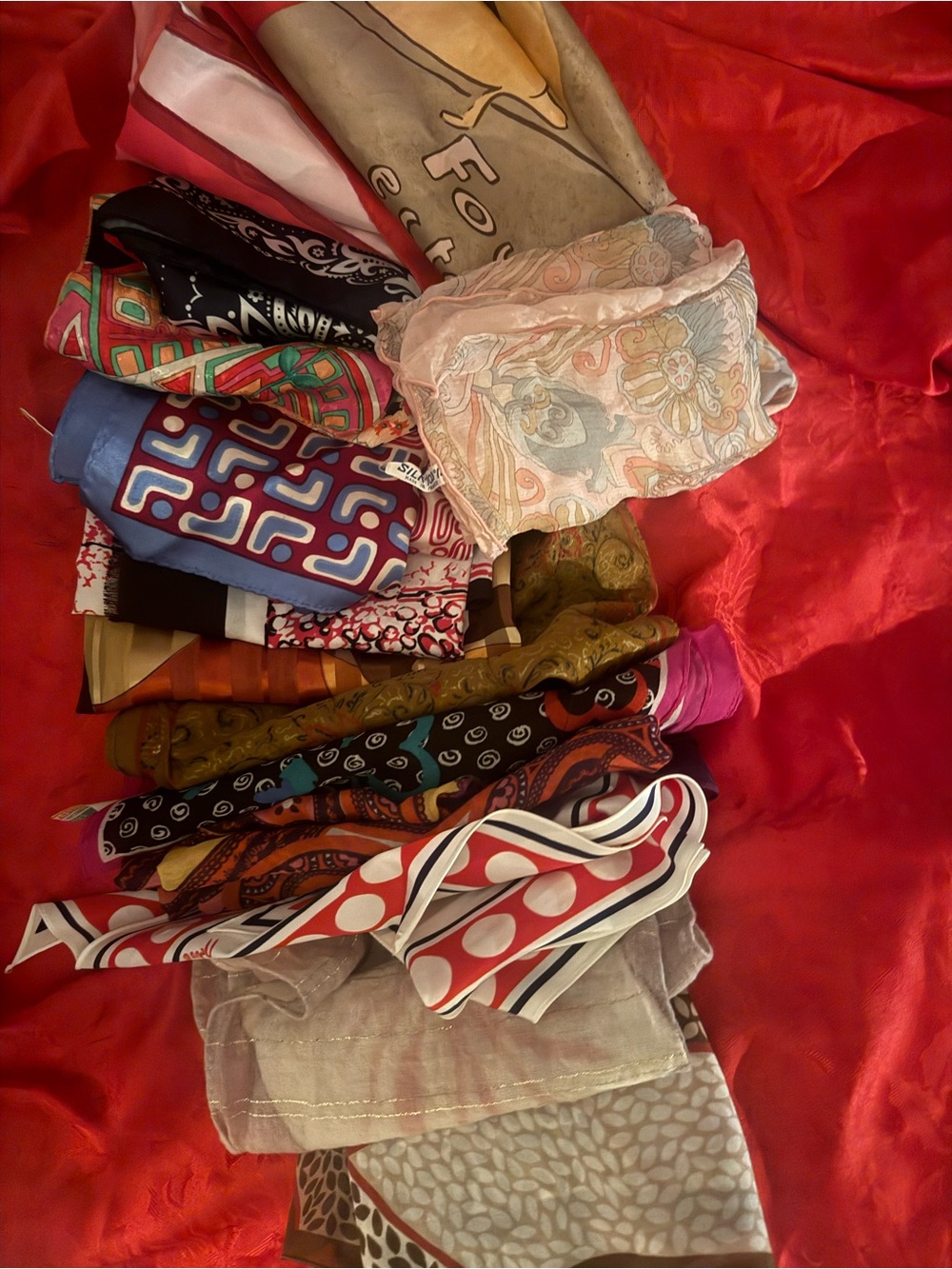 Silk & mix vintage Multi-Pattern Scarf 13 pieces set